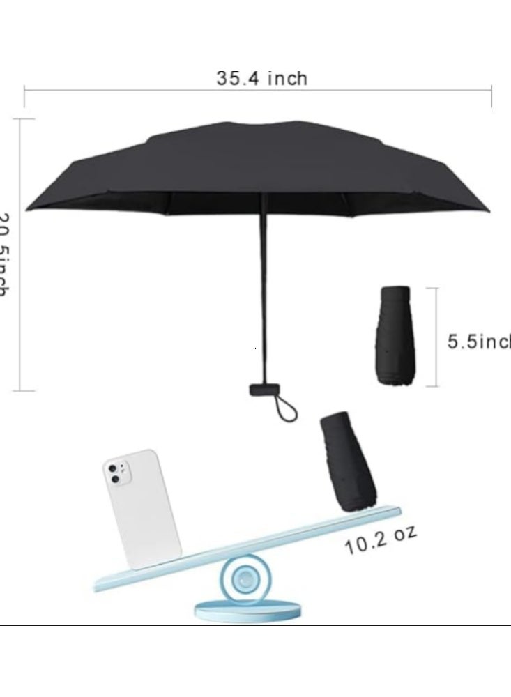 PocketGuard Mini Travel Umbrella+Storage Box UPF 50+ Sun & Rain 6-Fold More robust Lightweight Compact Parasol (Deep Black) - Image 5